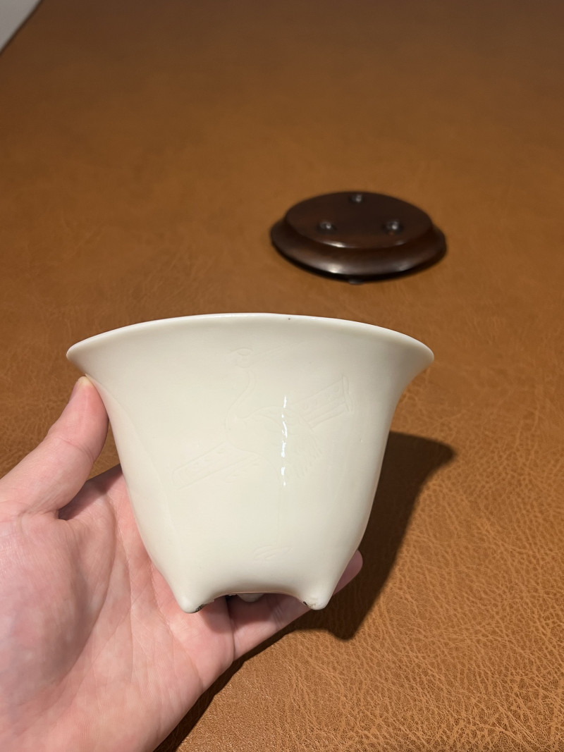十七世纪 德化诗文琴鹤纹杯 - 图2