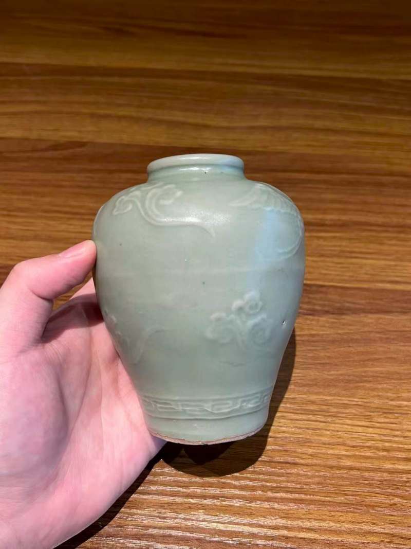 明 龙泉刻云鹤纹小罐 - 图8