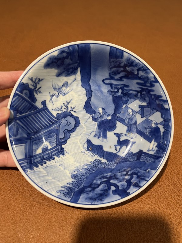 清康熙 青花人物故事纹盘 - 图4