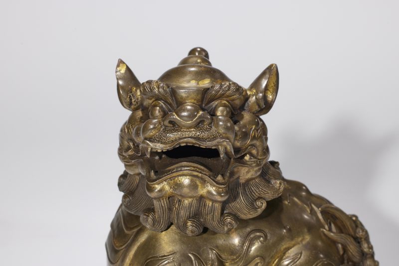 清  铜鎏金瑞兽香薰 - 图3