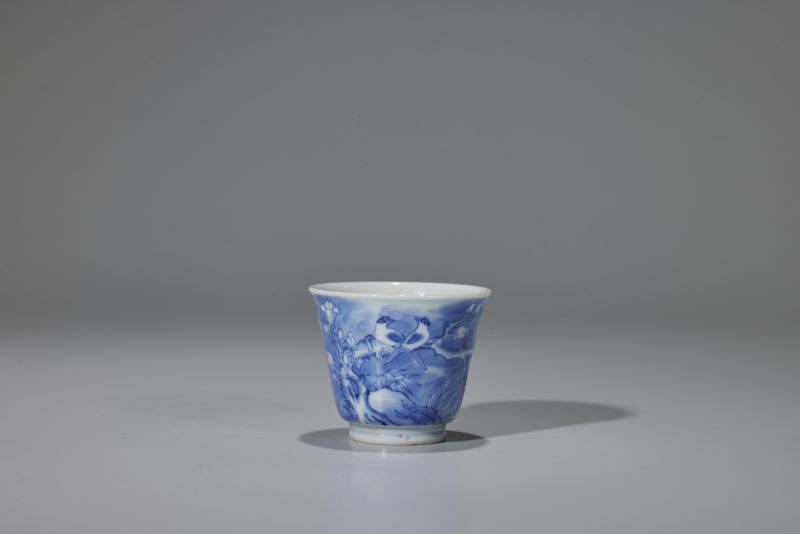 清  青花花鸟纹杯 - 图2