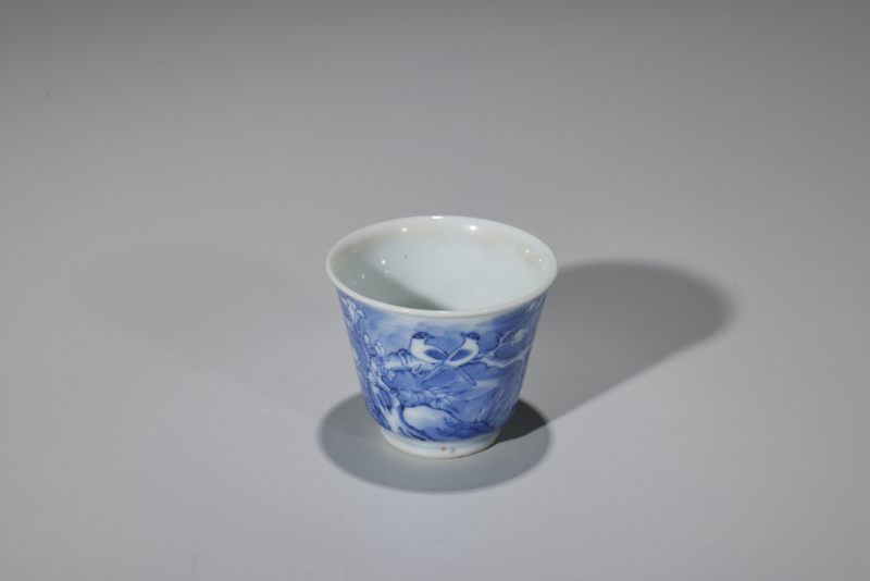 清  青花花鸟纹杯 - 图3