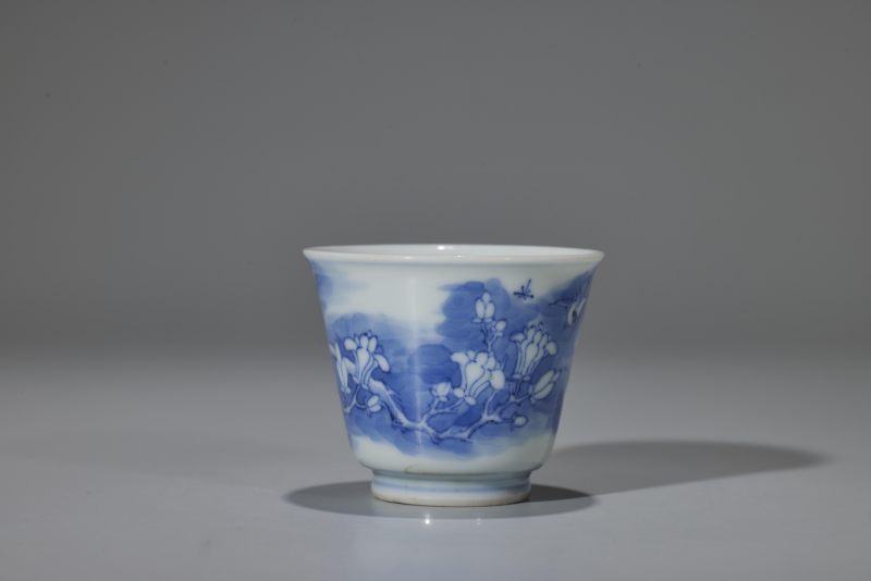 清  青花花鸟纹杯 - 图5