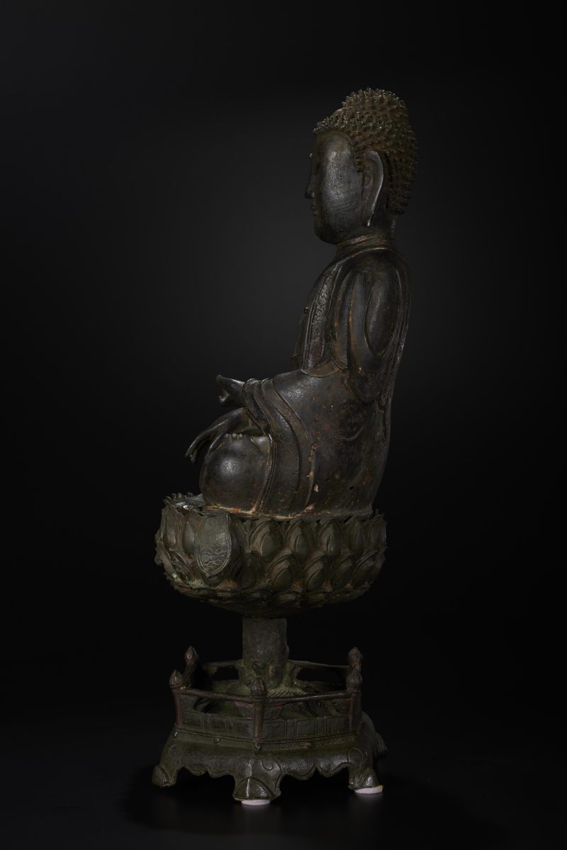 明代  铜莲花座佛像 - 图5