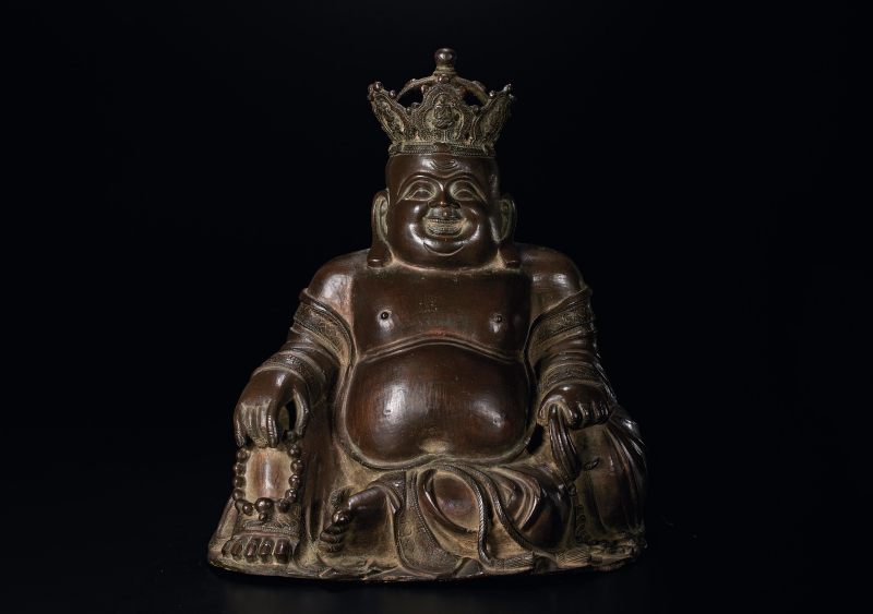明  铜戴冠弥勒坐像