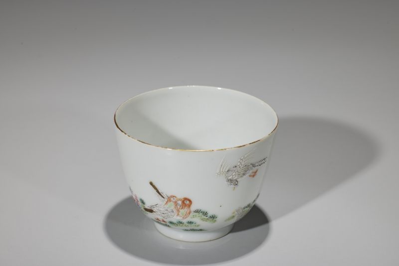 清同治  粉彩花鸟杯 - 图4
