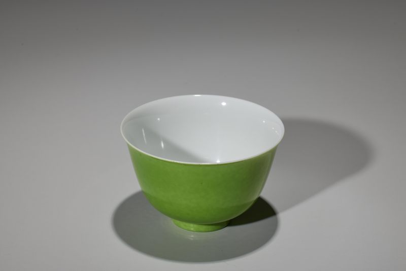 清光绪  苹果绿釉茶圆 - 图3