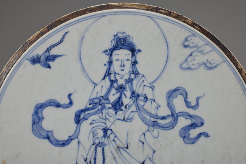 明  青花观音像瓷屏 - 图3