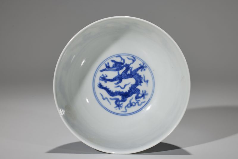 清同治  青花龙纹碗 - 图5