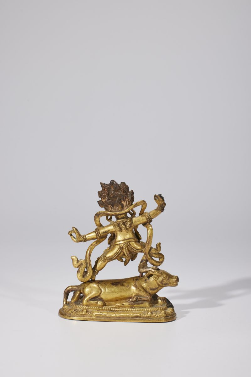 清  铜鎏金阎魔敌造像 - 图5