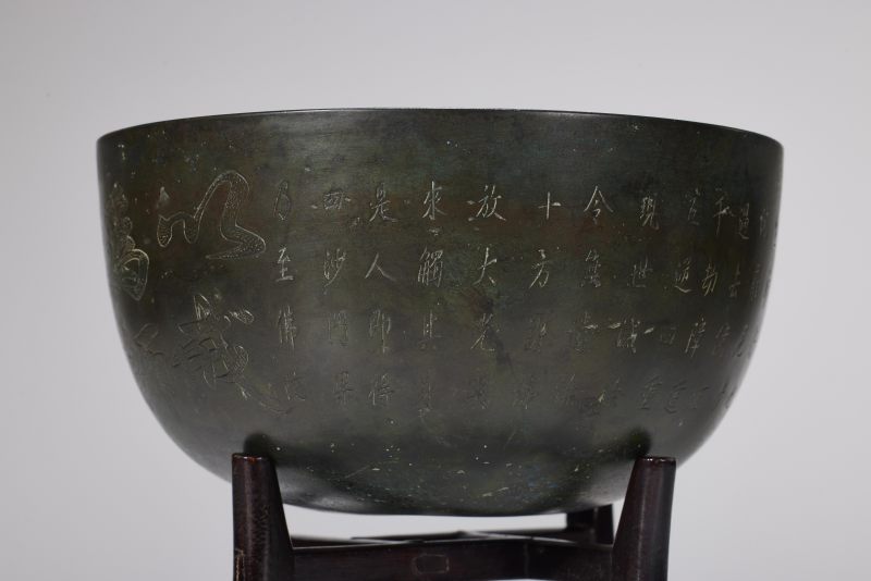 清  刻经文铜钵式炉 - 图3