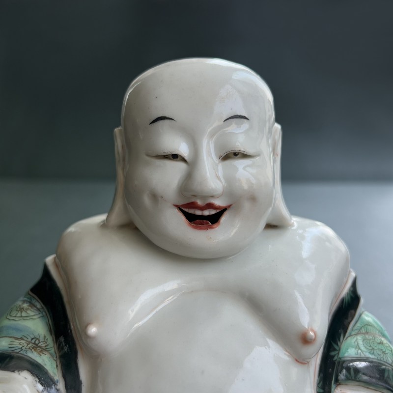 清雍正 粉彩瓷塑弥勒像 - 图8