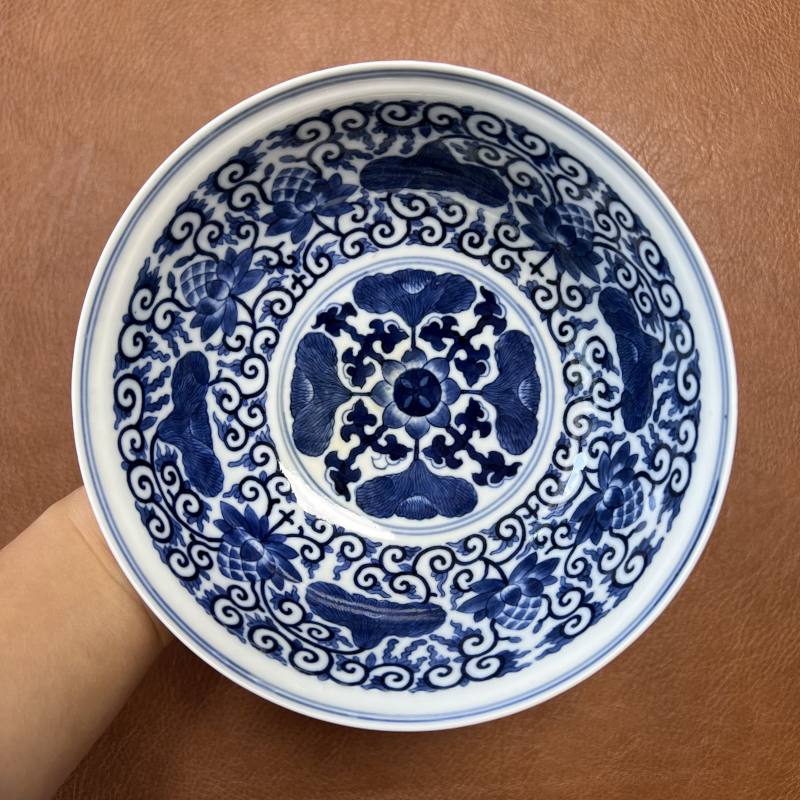 清光绪 内青花外粉彩本固枝荣纹碗 - 图10