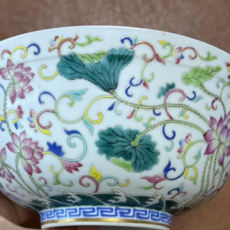 清光绪 内青花外粉彩本固枝荣纹碗 - 图12