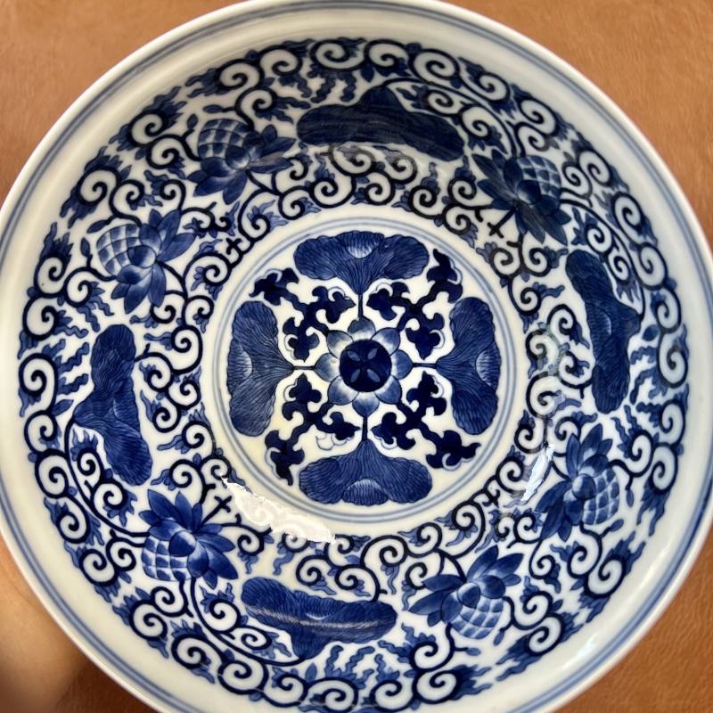 清光绪 内青花外粉彩本固枝荣纹碗 - 图20