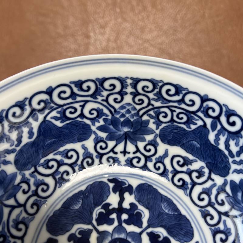 清光绪 内青花外粉彩本固枝荣纹碗 - 图21