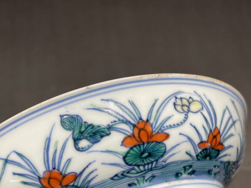 清雍正 斗彩荷塘鸳鸯图盘 - 图13