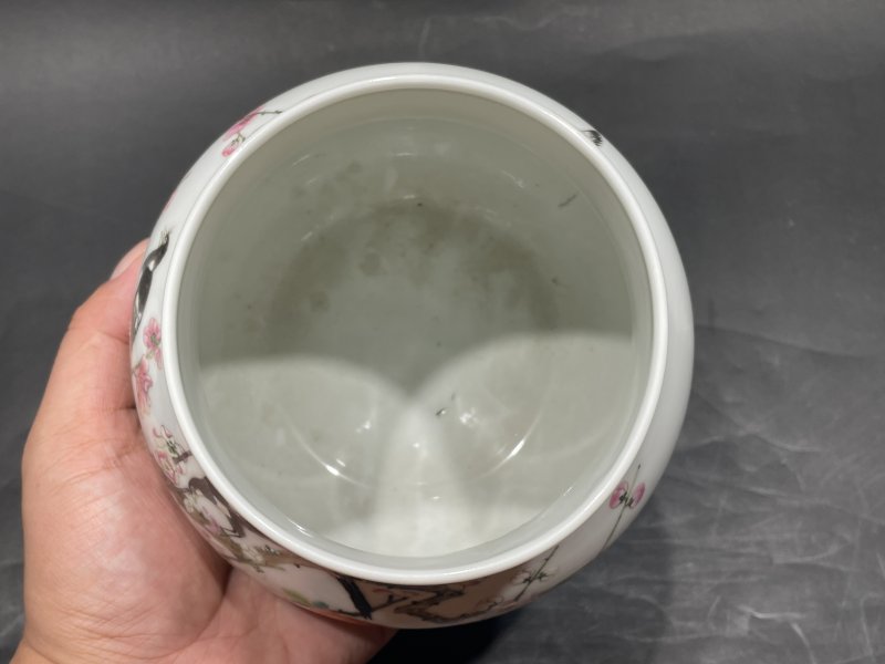 清道光 粉彩喜上眉梢纹鱼篓尊 - 图9