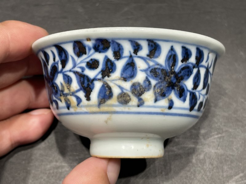元 青花菊纹茶圆 - 图5