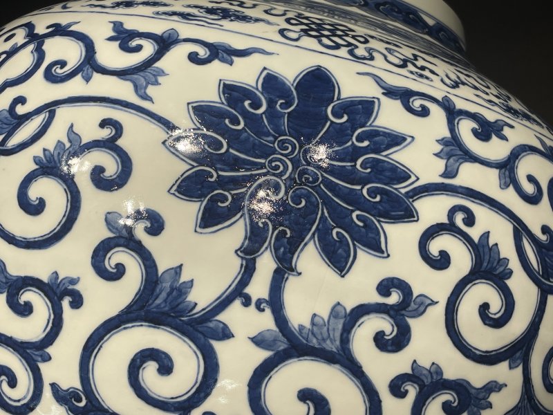清光绪 青花缠枝莲纹大罐（带盖） - 图12