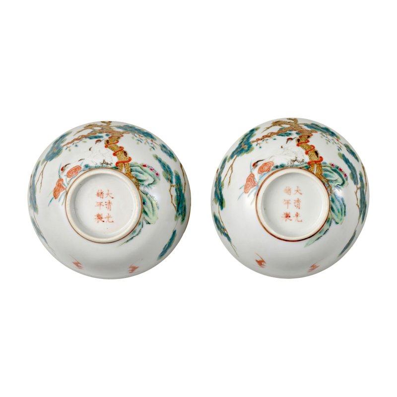清光緒 粉彩松鶴延年紋碗一對 | A PAIR OF FAMILLE-ROSE 'LONGEVITY' BOWLS - 图6