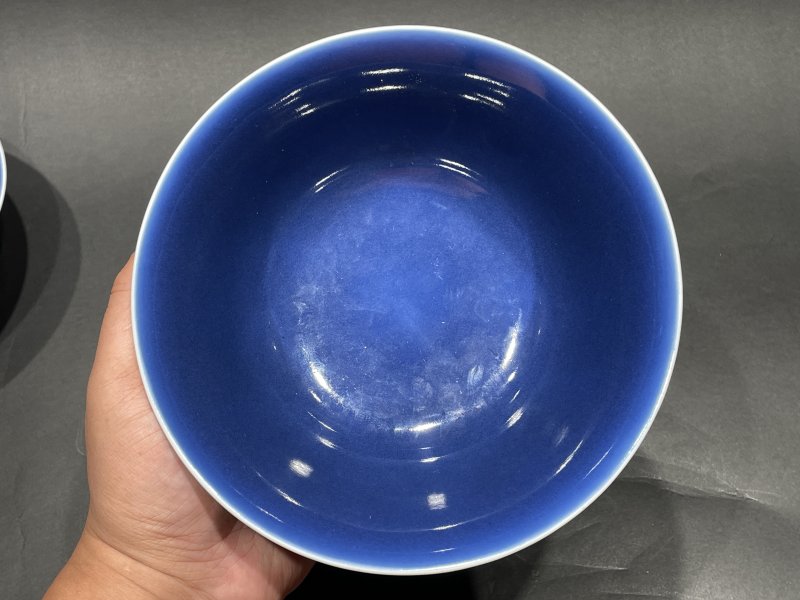 清道光 霁蓝釉碗一对 - 图6