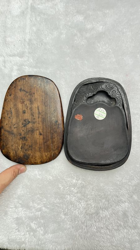云纹随形石砚（附原装木盒） - 图2