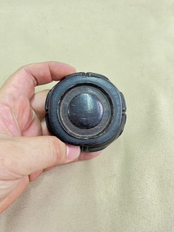 紫檀绳纹圆形器座 - 图2