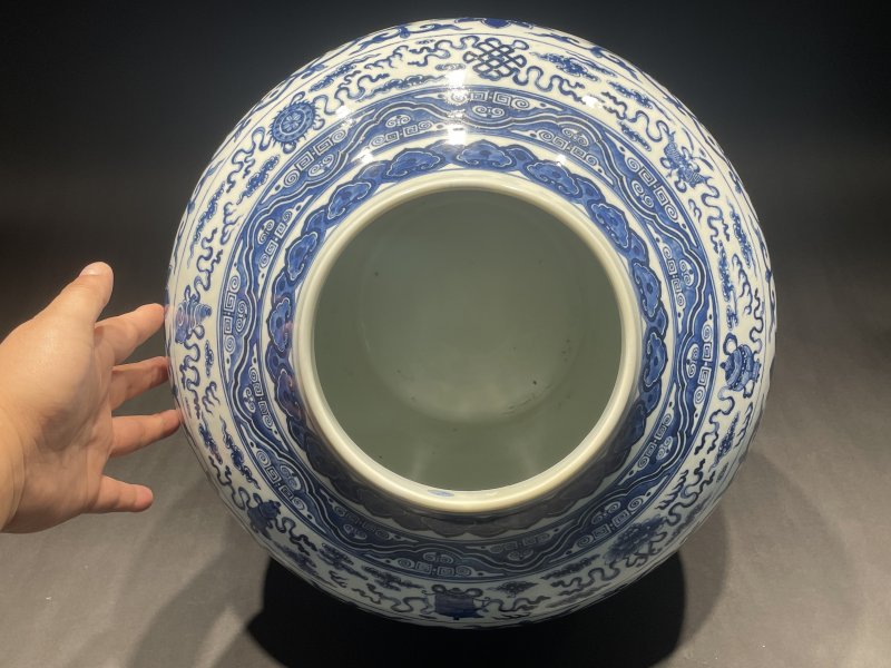 清光绪 青花缠枝莲纹大罐（带盖） - 图15