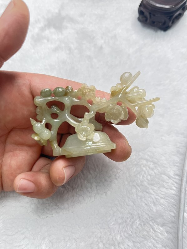 翡翠雕凤鸟花卉纹盖瓶 - 图9