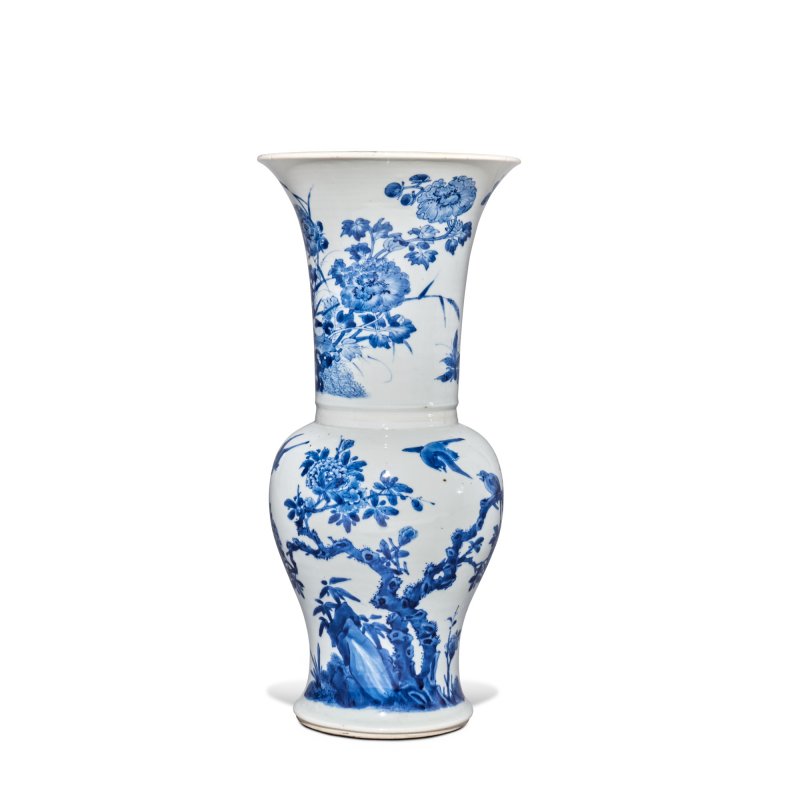 清康熙 青花花鳥圖鳳尾尊 - 图2