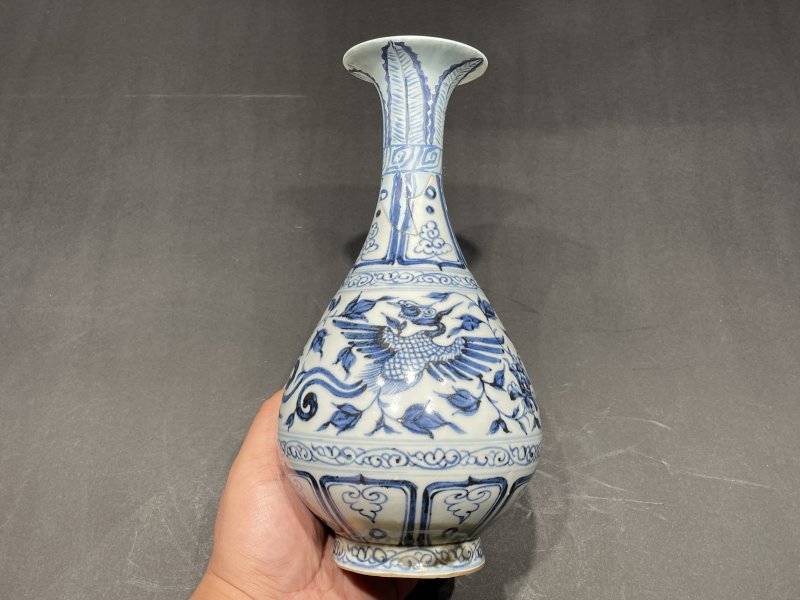 元 青花凤纹玉壶春瓶 - 图4
