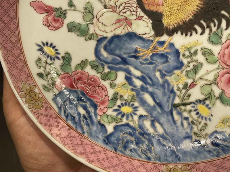 清雍正 广珐琅室上大吉图盘 - 图5