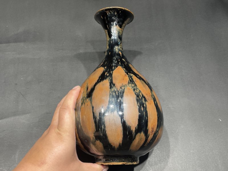 明 磁州窑鹧鸪斑黑釉玉壶春瓶 - 图4