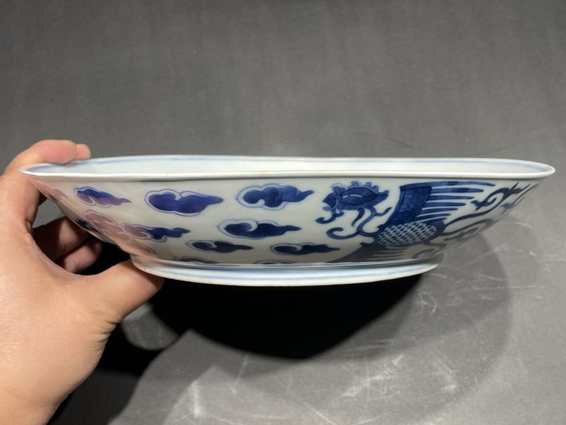 清光绪 青花对头凤纹盘 - 图6