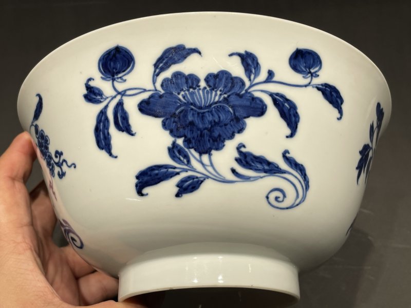 清康熙 仿宣窑青花折枝花纹纹碗 - 图4