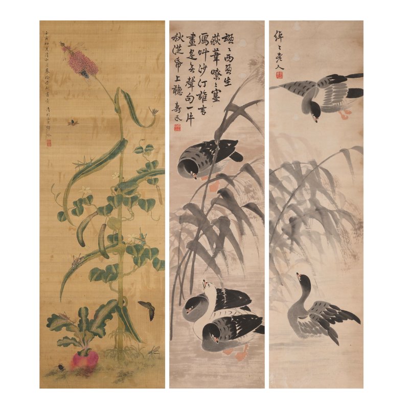 （傳）邊壽民（1684-1752） 蘆雁 淺設色紙本 立軸兩幀 | ATTRIBUTED TO BIAN SHOUMIN (1684-1752)/AFTER YUN BING