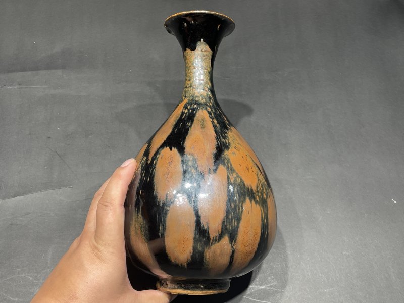 明 磁州窑鹧鸪斑黑釉玉壶春瓶 - 图5
