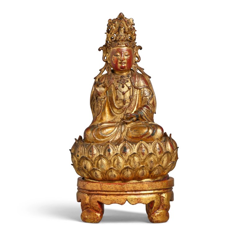 十七世紀 銅漆金觀音坐像 | A GILT AND LACQUERED BRONZE FIGURE OF SEATED GUANYIN - 图4