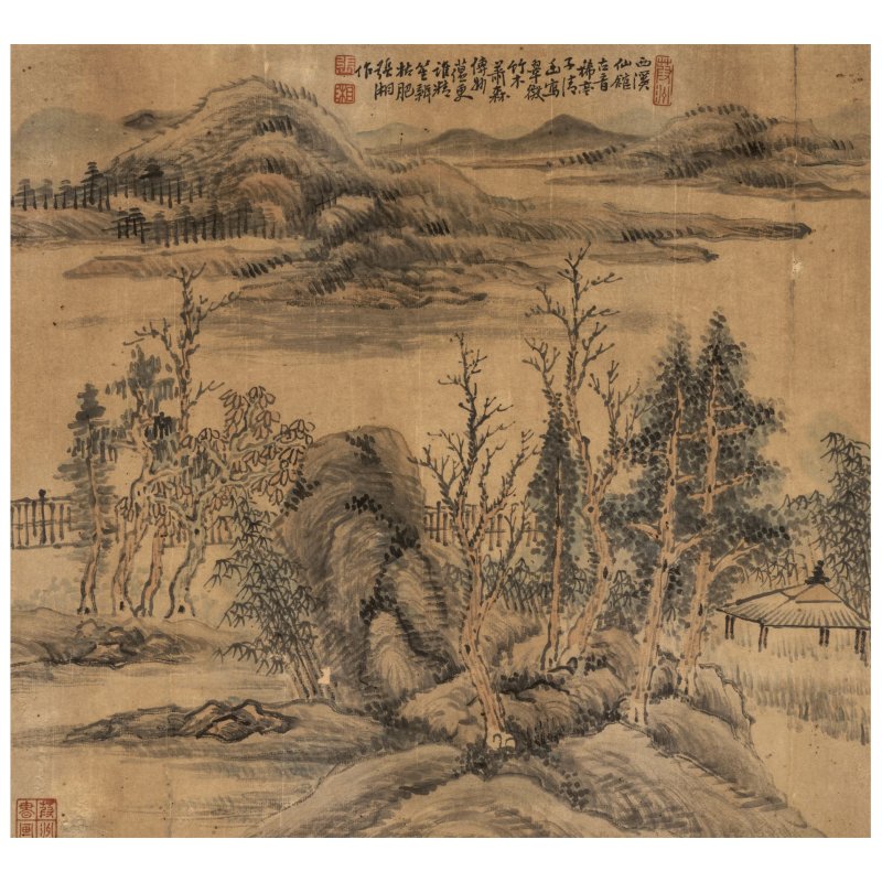 張湘（生卒年不詳）　山水　淺絳設色紙本　冊頁鏡框四幅　清末 | ZHANG XIANG (LATE QING) - 图3