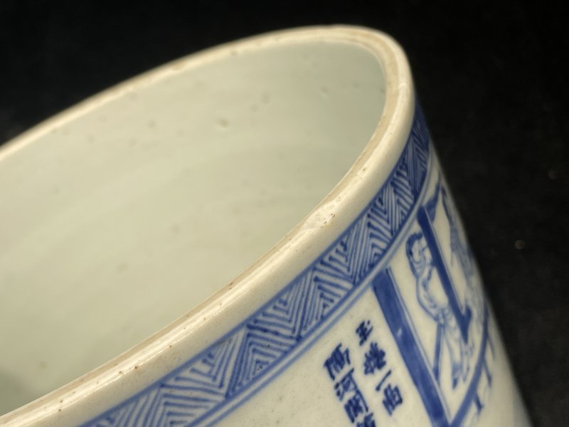 清康熙 青花昭君出塞图笔筒 - 图15
