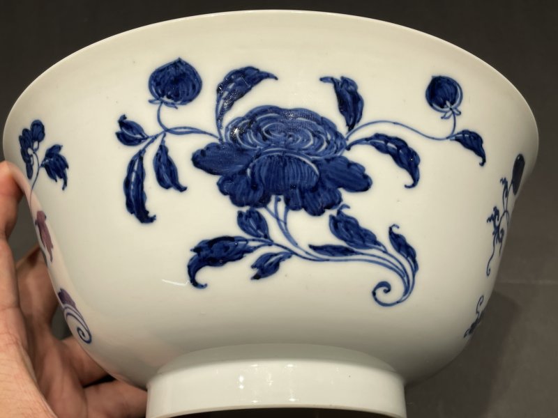 清康熙 仿宣窑青花折枝花纹纹碗 - 图6