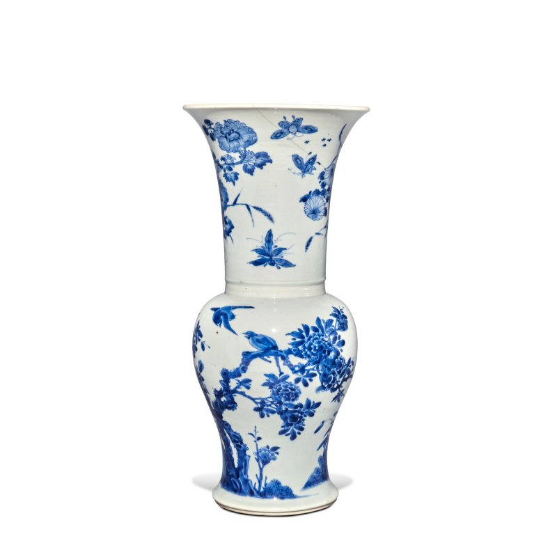 清康熙 青花花鳥圖鳳尾尊 - 图3