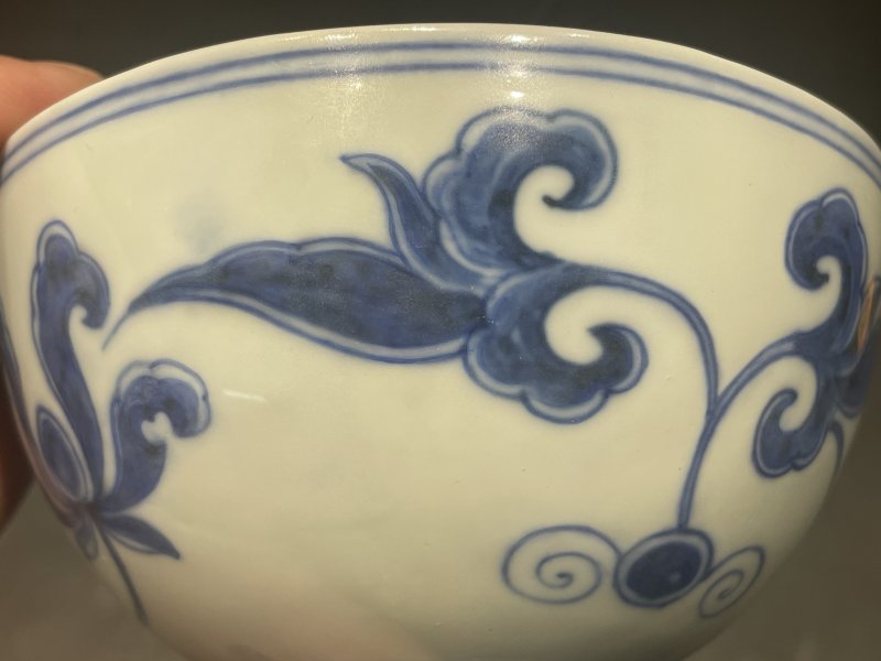 明成化 青花栀子花宫碗 - 图9
