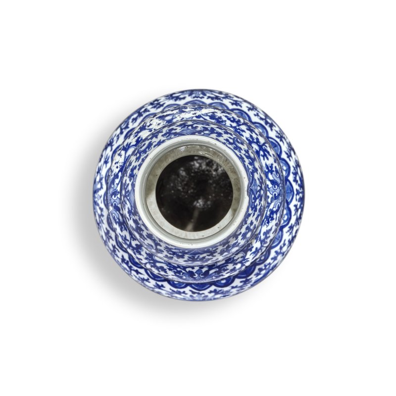 清十九世紀 青花纏枝花卉紋大葫蘆瓶 - 图5