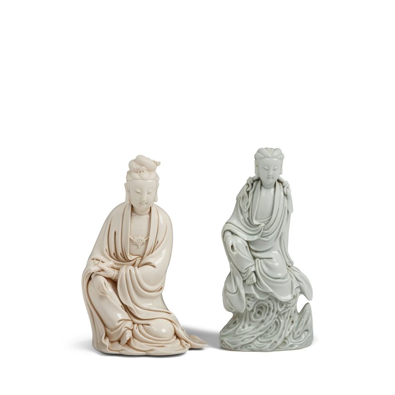 二十世紀 德化觀音坐像兩件 | TWO DEHUA FIGURES OF SEATED GUANYIN - 图3
