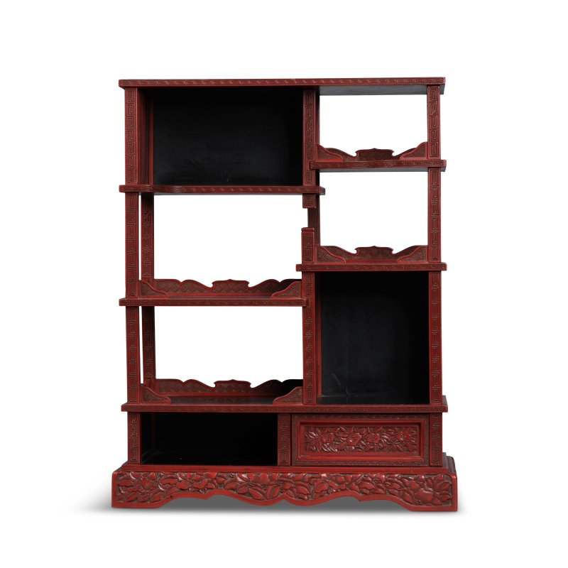 A JAPANESE CINNABAR LACQUER DISPLAY STAND - 图2