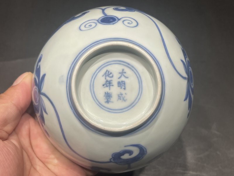明成化 青花栀子花宫碗 - 图10