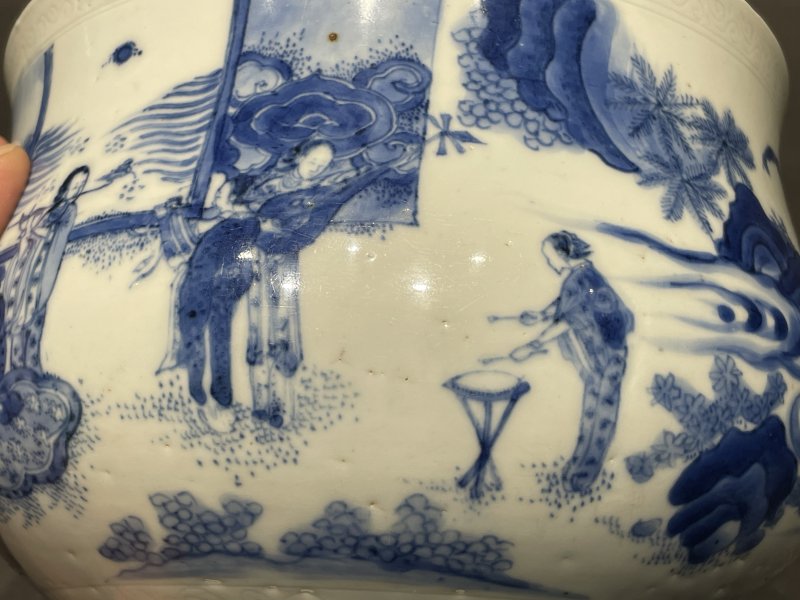 明崇祯 青花韩熙载夜宴图炉 - 图7
