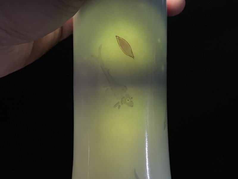清道光 粉彩落花流水游鱼图瓶 - 图13